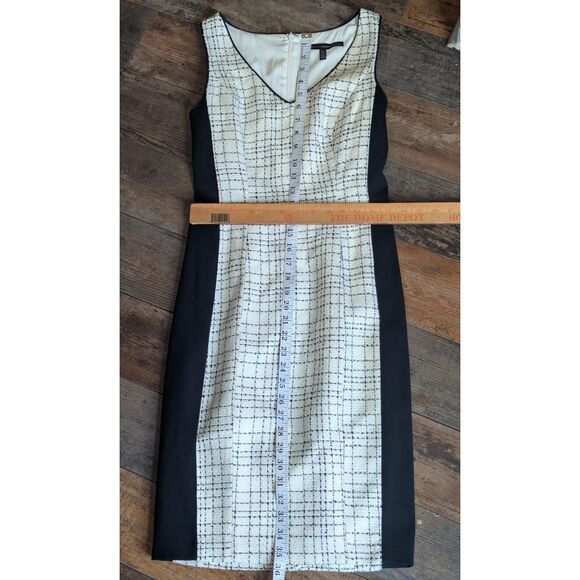 White House Black Market Tweed Sheath Dress Black White Plaid Sz 00 Petite - Picture 5 of 6